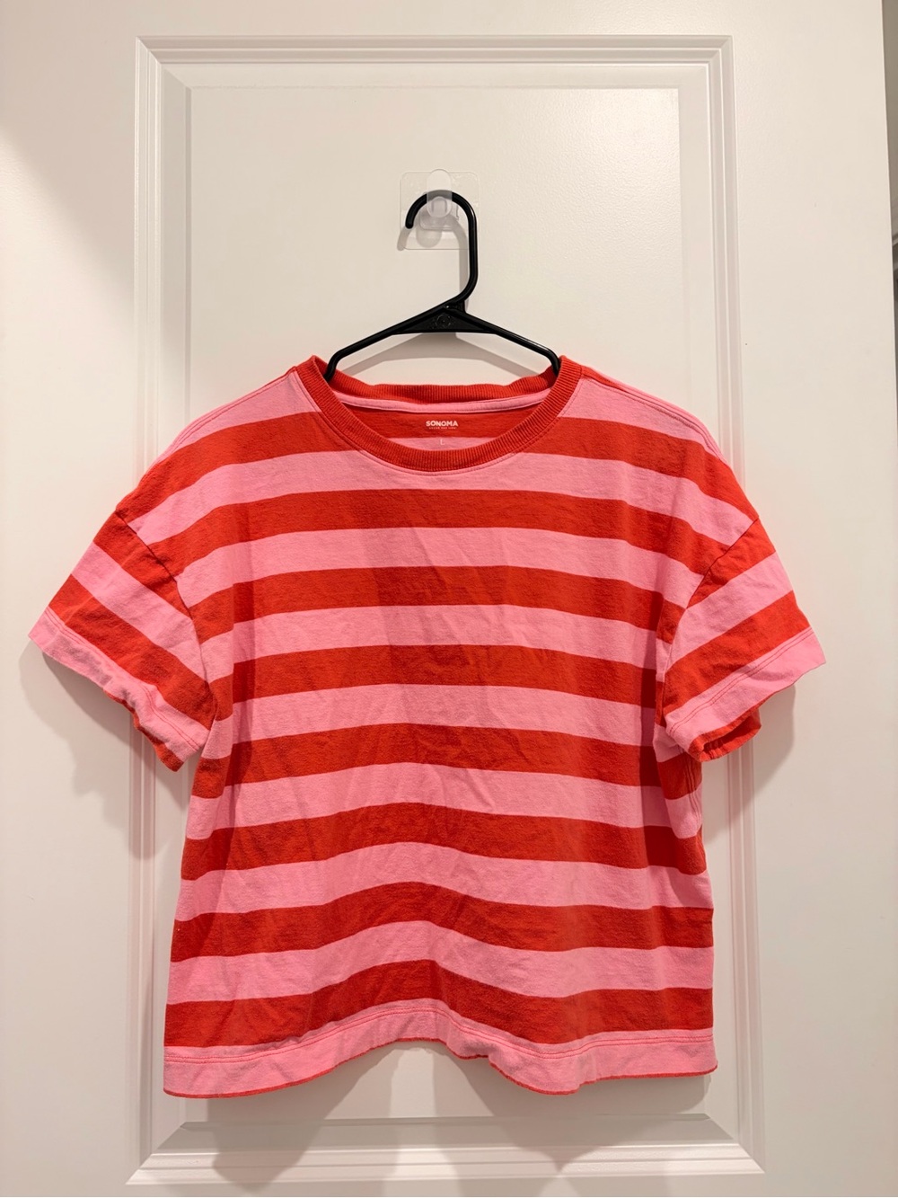 Sonoma Red and Pink Striped Short-Sleeve Tee